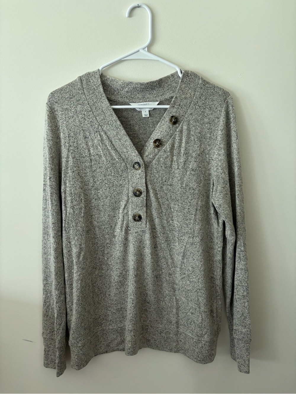 Market & Spruce grey button up sweater size M